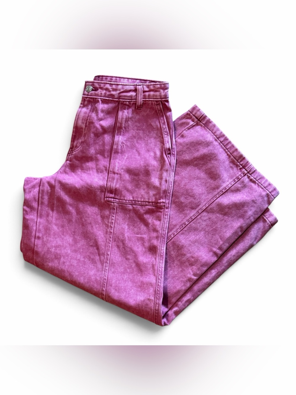 Brand New Scoop Pink Slouchy Wide Leg Jeans Utility Pockets

size 6